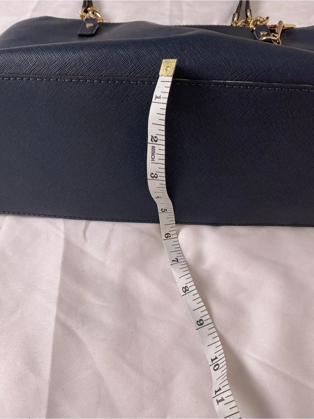 Michael Kors Navy Blue Saffiano Leather Chain Tote